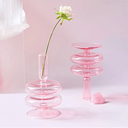 Danna Pink Glass Candle Holder