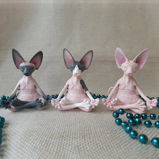 Everly's Meditation Yoga Happy Cat Whimsical Buddha Sphinx Cat Statue