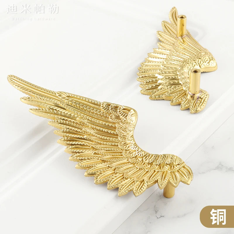 Zaria American Angel Wings Brass Wardrobe Handle: Elevate Your Furniture with Style