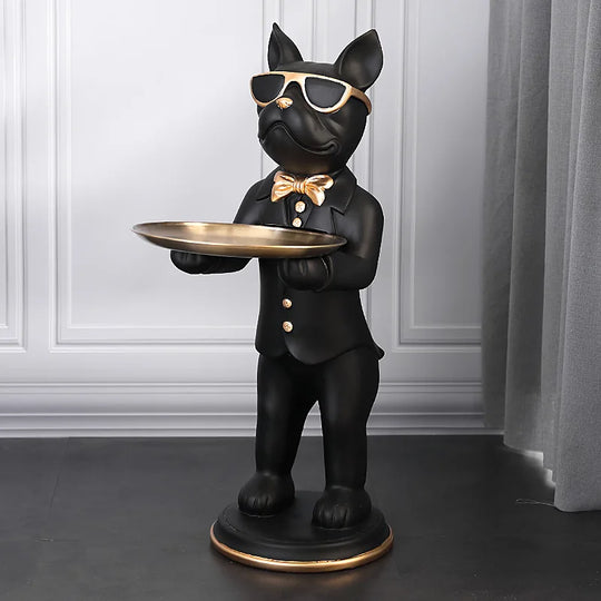 Audrey's 67cm Floor French Bulldog Butler with Tray Sculpture