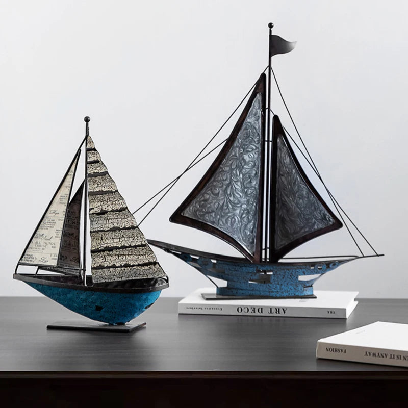 Riley's Retro Sailboat Model - Nautical Home Decor