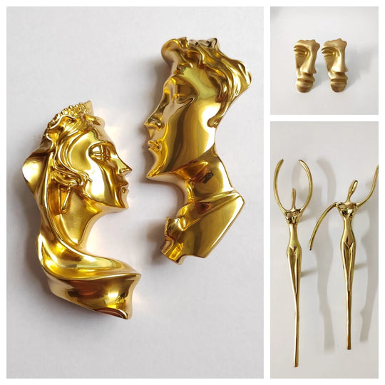 Ainhoa Bright Gold Art Face Wardrobe Handle