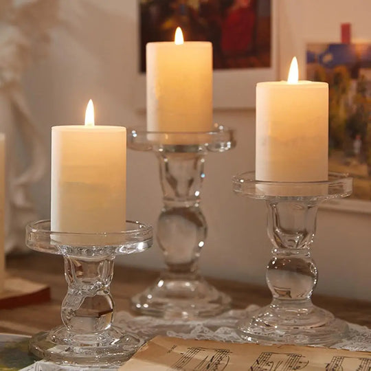 Luna's Ethereal Glass Candle Holders: A Touch of Elegance