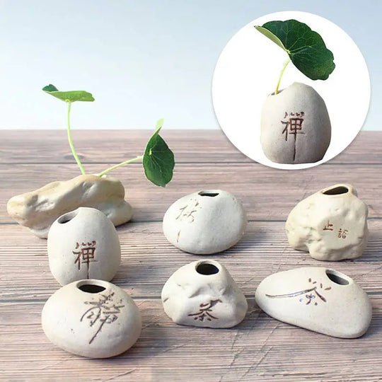 Gloria Stone Shape Small Vase: Zen-inspired Elegance for Your Home