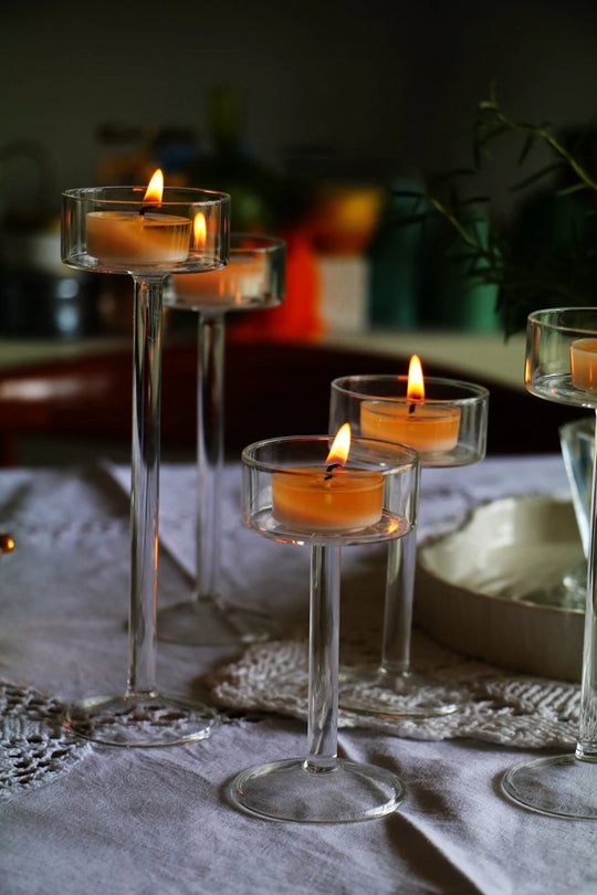 Alessia Glass Candle Holders Set