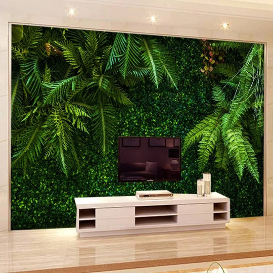 Eleanor's   Create an Enchanting Oasis with Custom 3D Rainforest Green Leaves Wallpaper