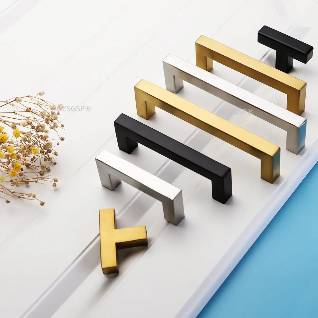 Malaya Black Square Cabinet Handle: Modern Elegance for Your Furniture