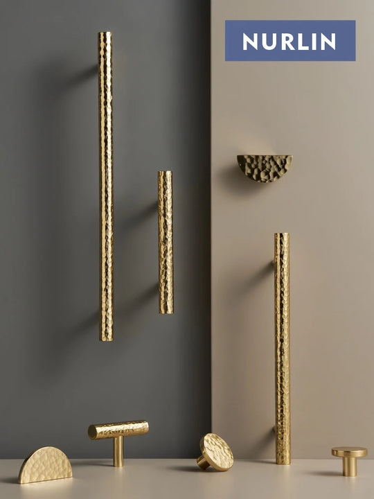 Penny Modern Solid Brass Hammer Pattern Cabinet Handle: Artisan Craftsmanship