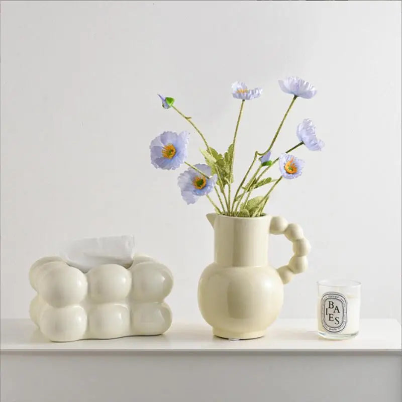 Romina Ceramic Milk Jug Vase With Handle for Flower