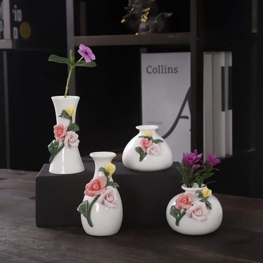 Melina Handmade Ceramic Floral Ornaments Vase: Artistic Home Decor