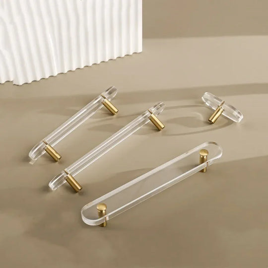 Love Minimalist Acrylic Flat Brass Handle