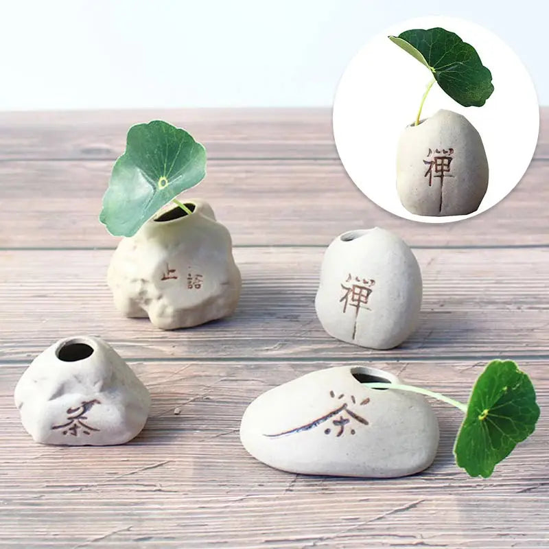 Gloria Stone Shape Small Vase: Zen-inspired Elegance for Your Home