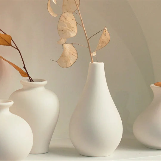 Maxine White Ceramic Vase Set - 5 Mini Vases