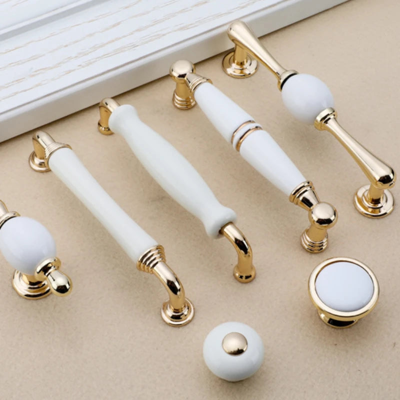 Arlet European Style White Porcelain Cabinet Knobs Handles Kitchen Drawer Handles Door Knob Furniture Pull for Kitchen Cabinet Knob