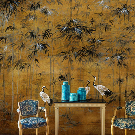 Elliot Custom 3D Wallpaper Mural - Bamboo Leaf Crane