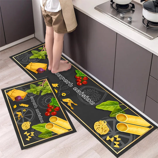 Long Anti Slip Kitchen Carpet Polyester Waterproof Oil Proof Bath Bedroom Floor Mat Living Room Carpet Doormat Kitchen Rug