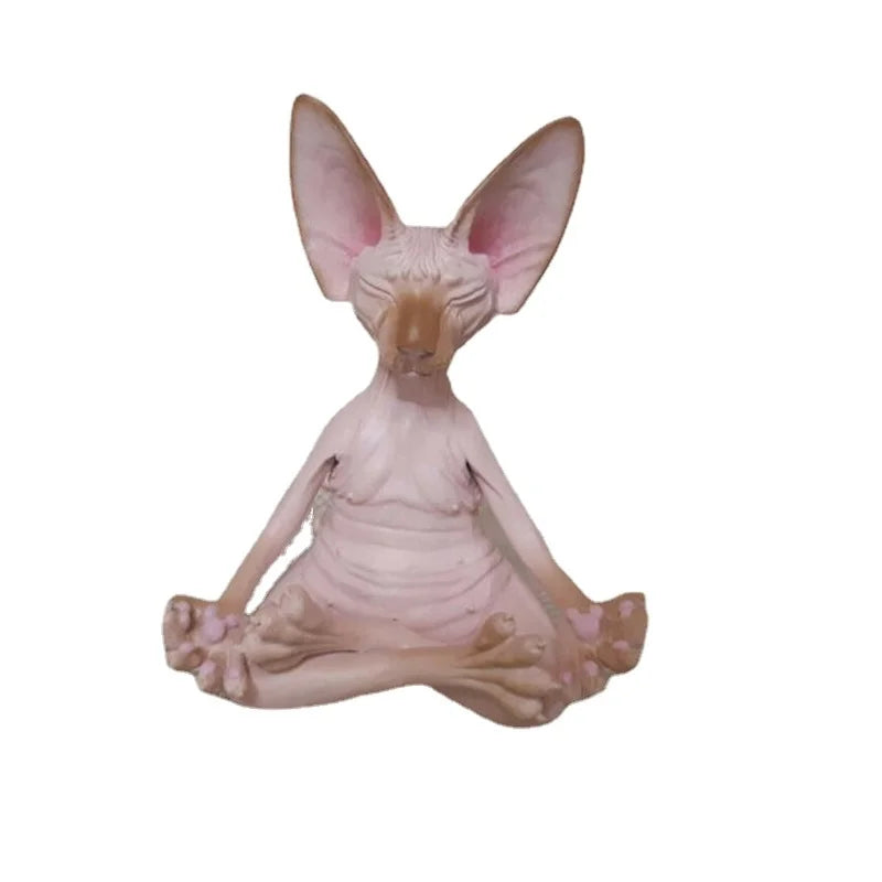 Everly's Meditation Yoga Happy Cat Whimsical Buddha Sphinx Cat Statue