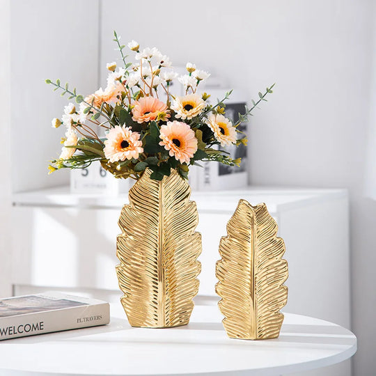 Abby Gold Plated Ceramic Vase