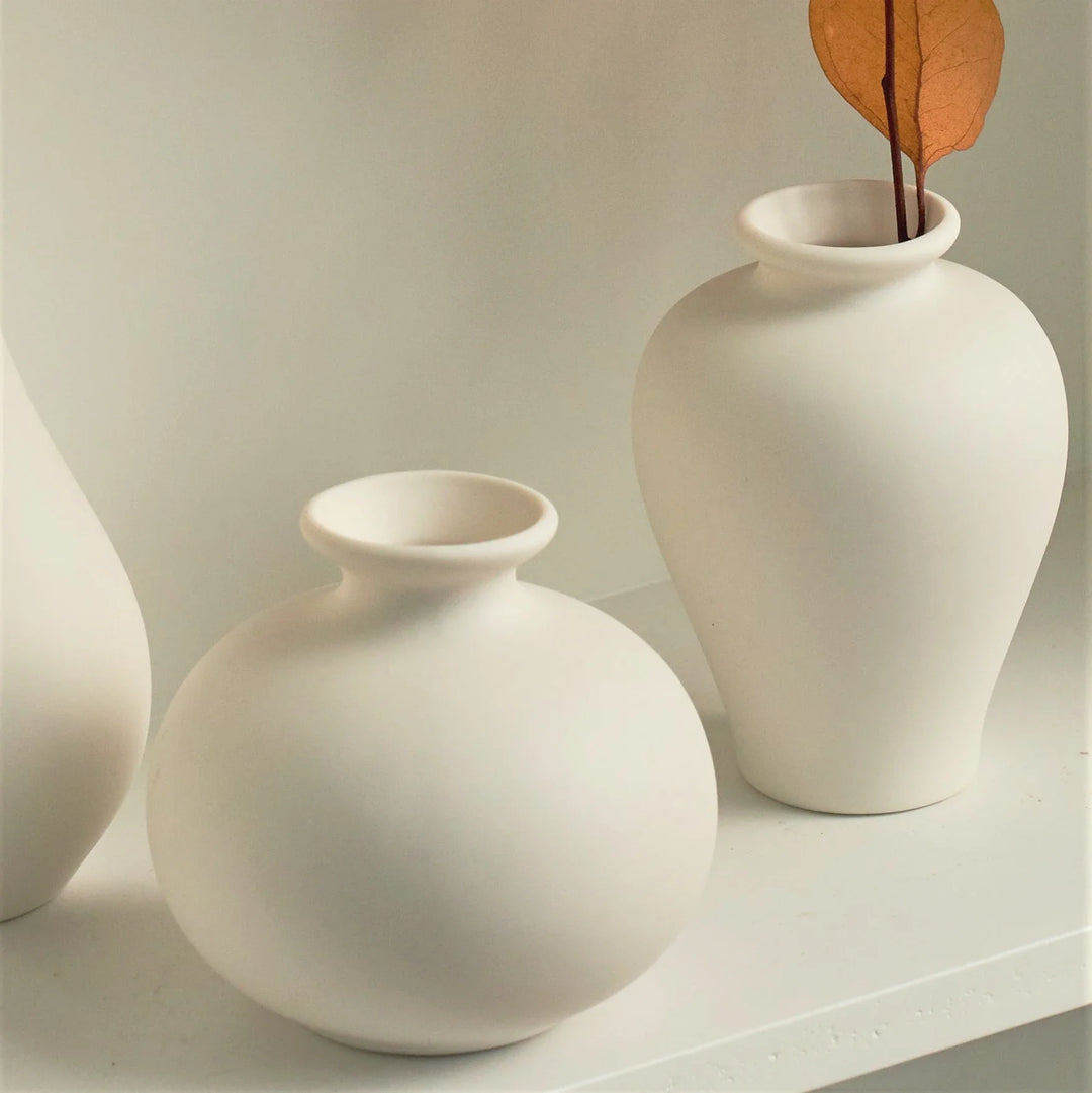 Maxine White Ceramic Vase Set - 5 Mini Vases