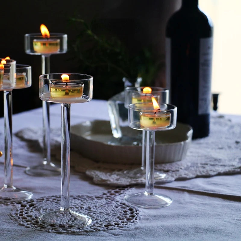 Alessia Glass Candle Holders Set