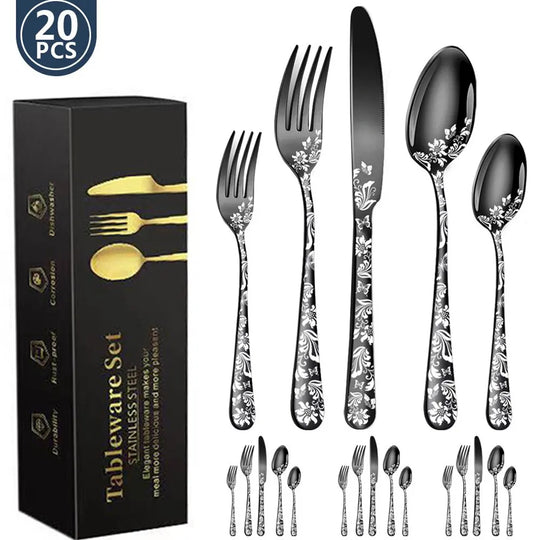 Mckenzie Explosive Pattern Stainless Steel Tableware Set