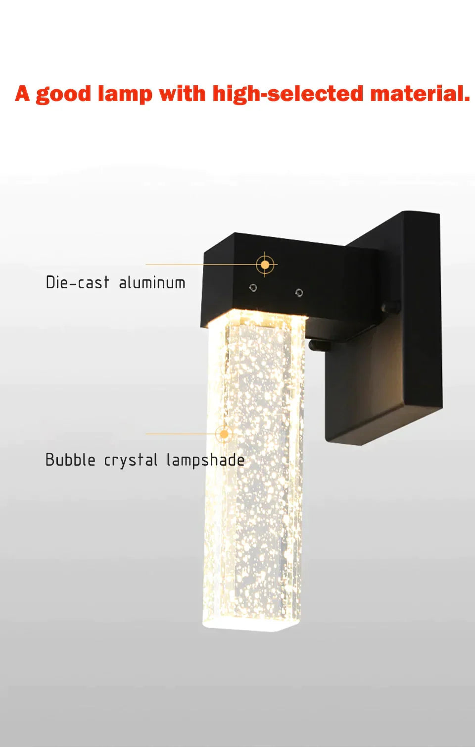 LED Aluminum Outdoor Wall Lighting Crystal IP65 Waterproof Street Wall Lamp for Balcony Garden 96V 220V Sconce Luminaire