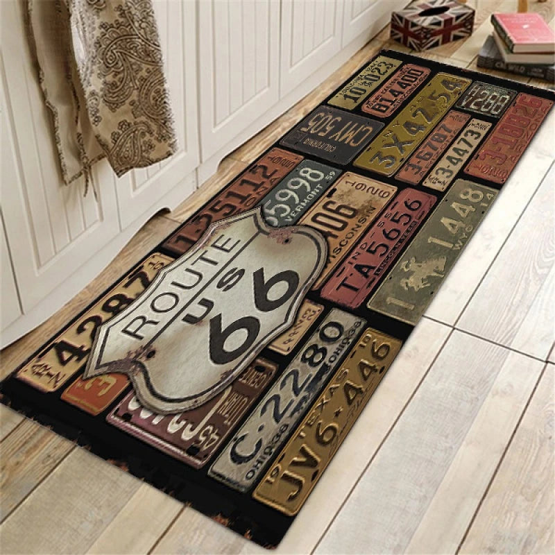 Route 66 Design Kitchen Floor Mat Entrance Doormat Home Decor Carpet for Living Room Bedroom Rugs Anti-slip Bath Mat