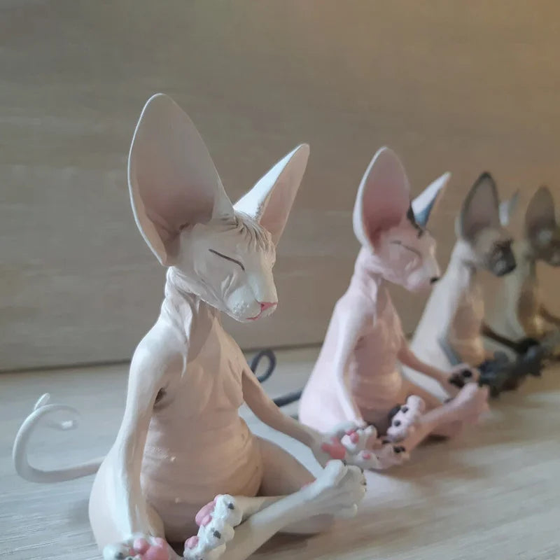 Everly's Meditation Yoga Happy Cat Whimsical Buddha Sphinx Cat Statue