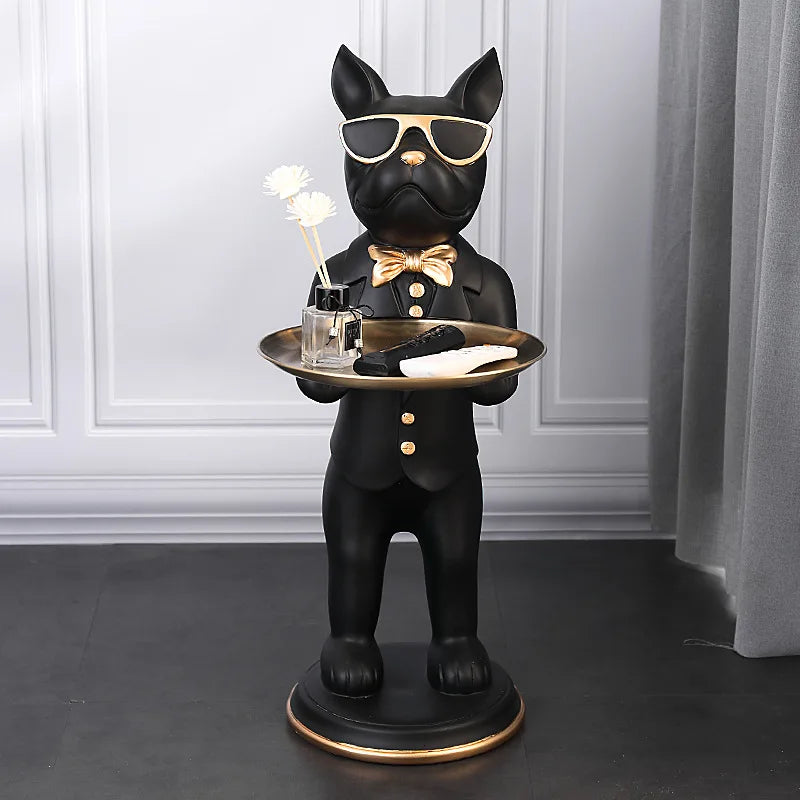 Audrey's 67cm Floor French Bulldog Butler with Tray Sculpture