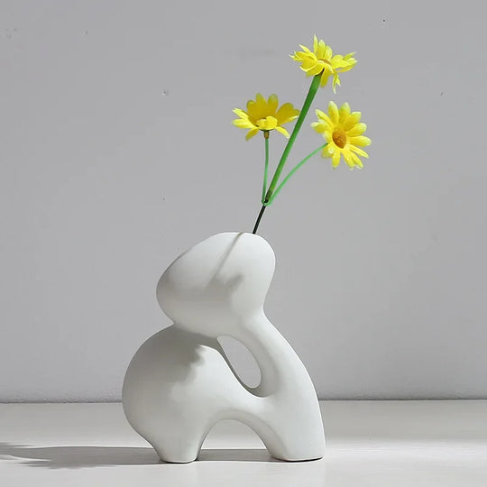 Mckinley White Nordic Ceramic Vase: Modern Minimalist Elegance