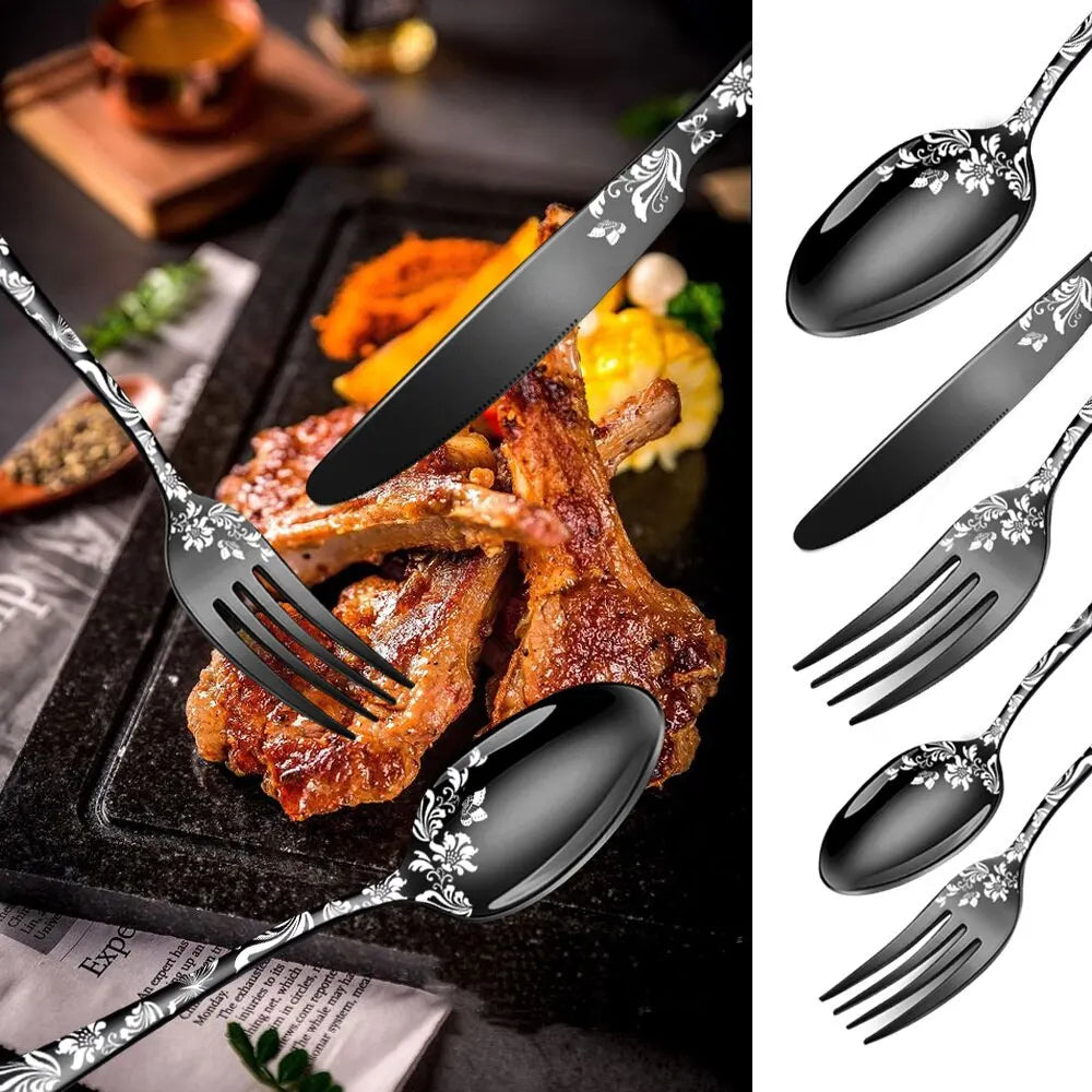 Mckenzie Explosive Pattern Stainless Steel Tableware Set