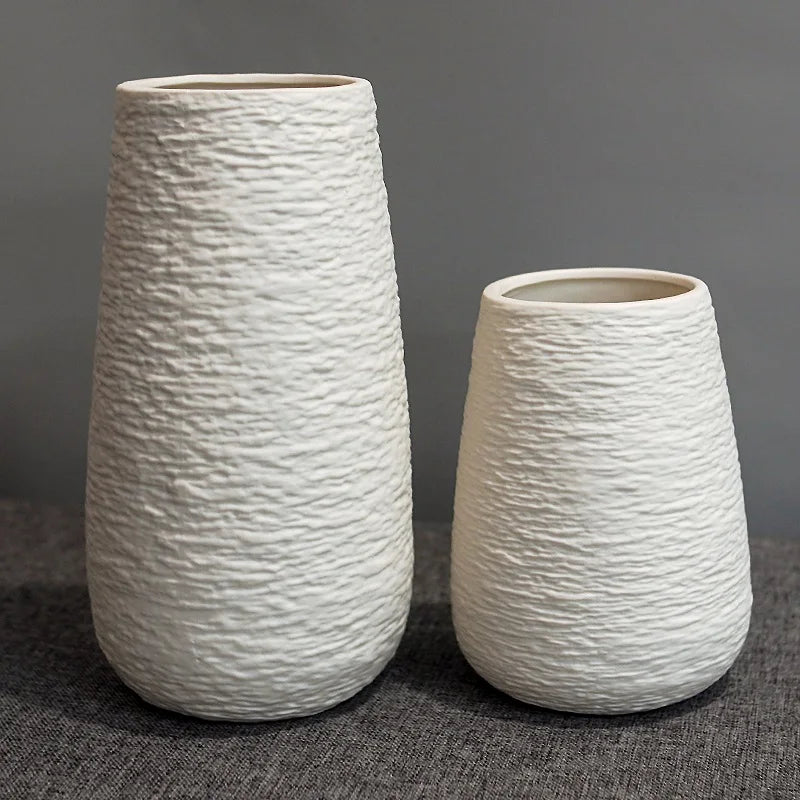 Nellie White Stoneware Ceramic Vase Set