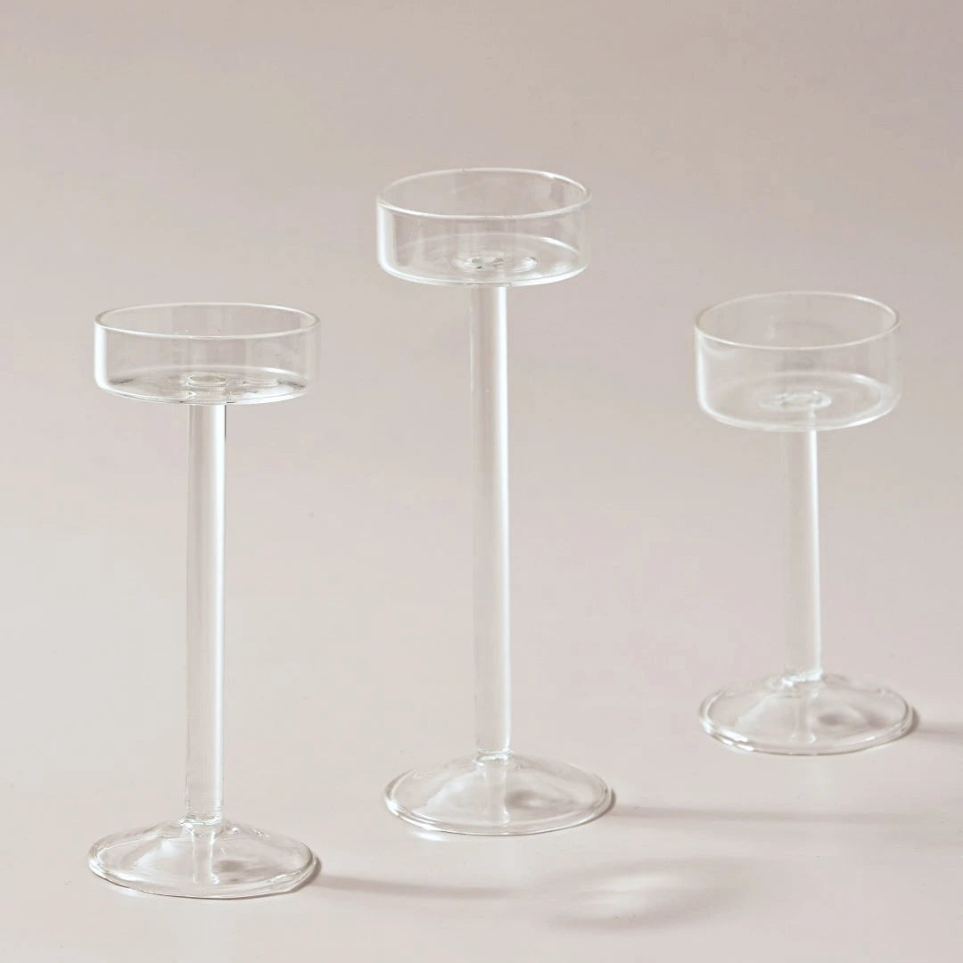 Alessia Glass Candle Holders Set