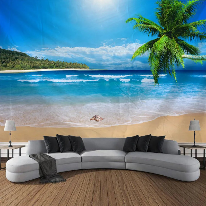 Ella's Beach and Sunset Landscape Tapestry