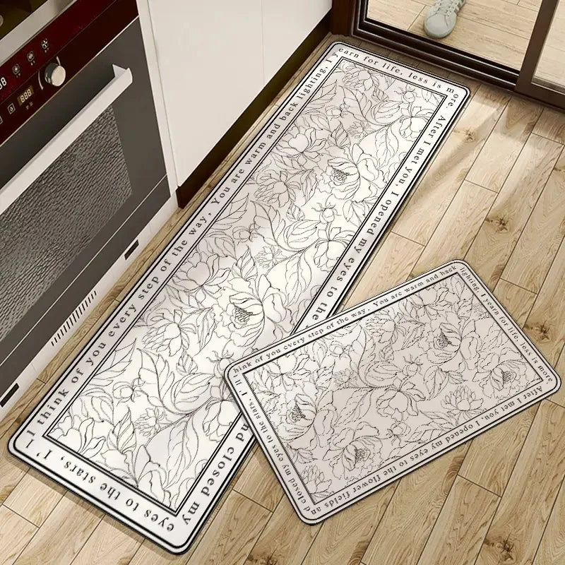 PU Kitchen Mat For Floor Absorbent Kitchen Carpet Waterproof Welcome Door Mats Hallway Balcony Long Area Rug  Washable