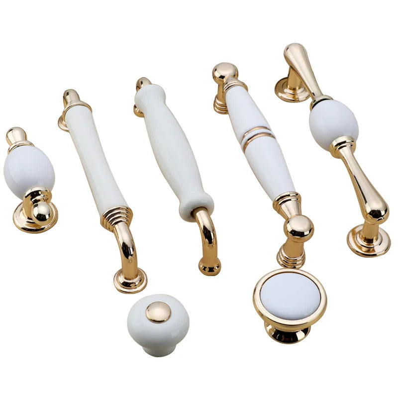 Arlet European Style White Porcelain Cabinet Knobs Handles Kitchen Drawer Handles Door Knob Furniture Pull for Kitchen Cabinet Knob