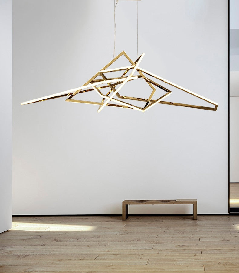 Modern Geometric Gold Led Light Chandelier Chandeliers