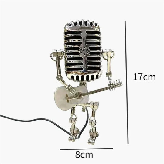 Zoe New Tabletop Metal Figurine Interesting Metal Art Mechanic Microphone Robot Lamp