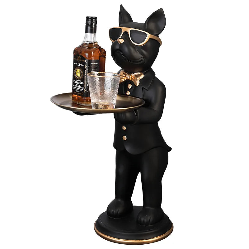 Audrey's 67cm Floor French Bulldog Butler with Tray Sculpture