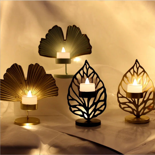 Sophia's Wrought Iron Leaves Candle Holders