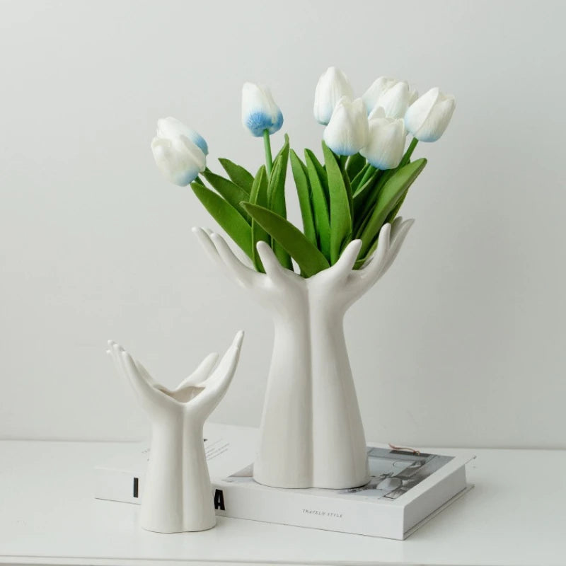 Opal Ceramic Hand Arm Palm Vase: A Touch of Artistry