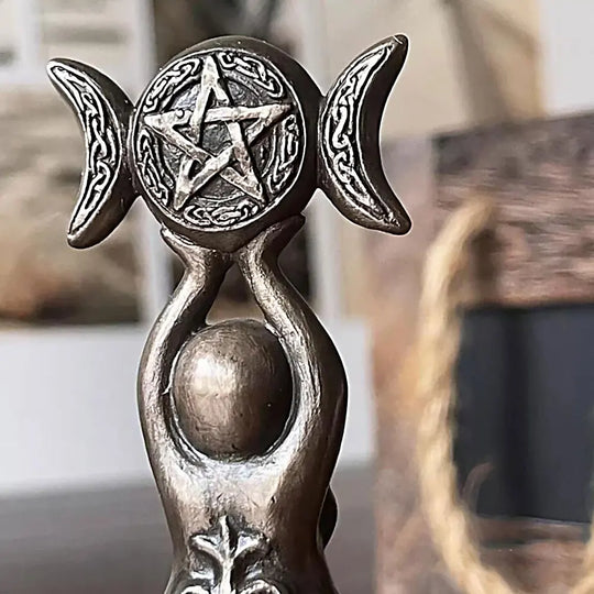 Alexis Goddess Triple Moon Tealight Candle Holder Stand