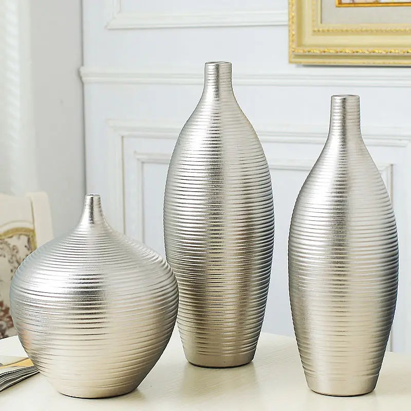 Edith Elegant Silver Vase Set: Elevate Your Home Decor