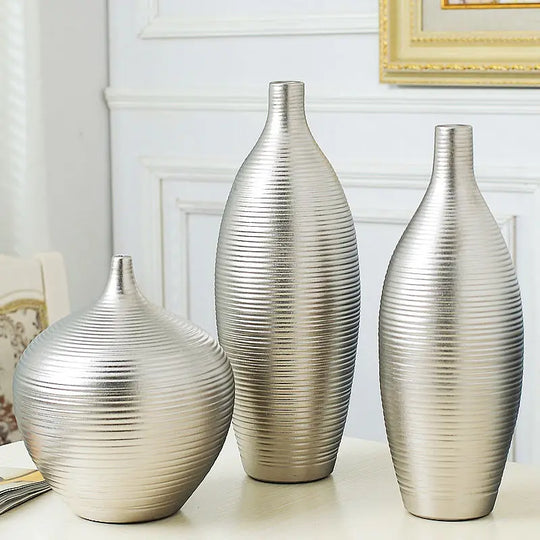 Edith Elegant Silver Vase Set: Elevate Your Home Decor