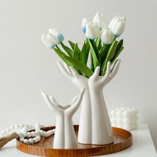 Opal Ceramic Hand Arm Palm Vase: A Touch of Artistry