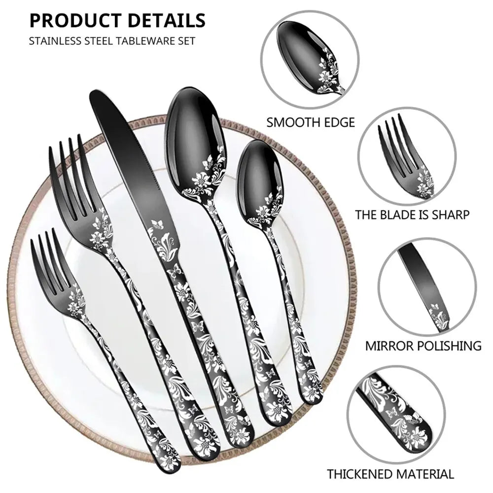 Mariah 20-Piece Patterned Stainless Steel Tableware Set