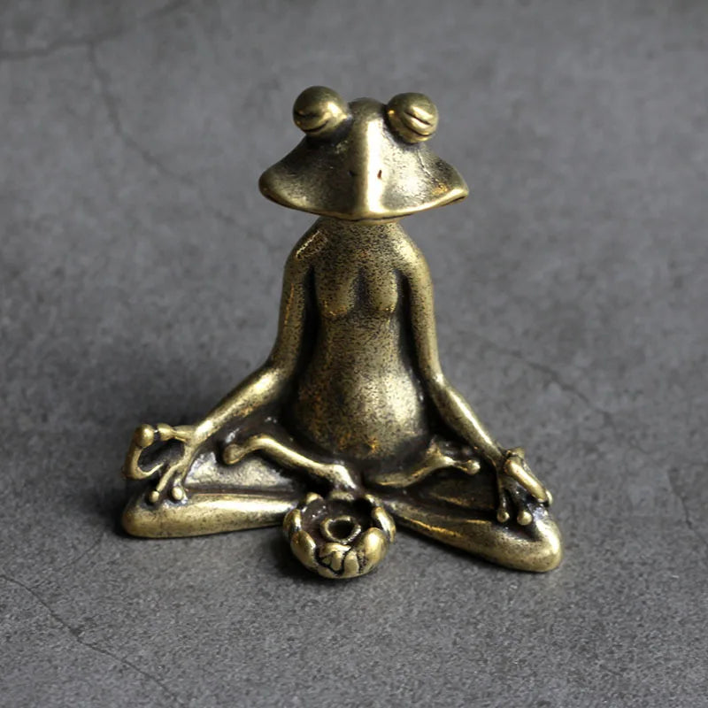 Valentina's Vintage Brass Meditation Zen Buddhist Frog Statue