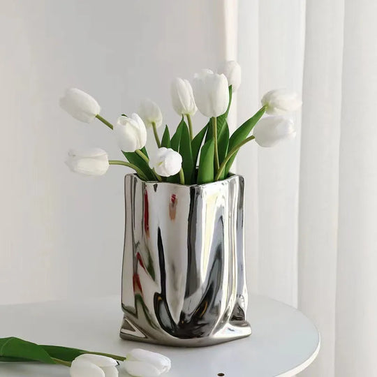 Mina Silver Ruffled Flower Vase