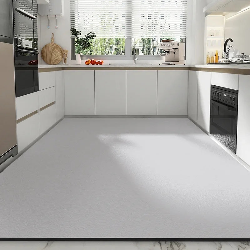 Kitchen Carpet Pvc Leather Mats Grey Solid Color Large Area Rug Waterproof Oil-proof Non-slip Floor Mat Alfombra De Cocina 주방 카펫