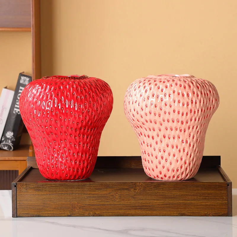 Zahra Cartoon Strawberry Vase Ceramic Vase